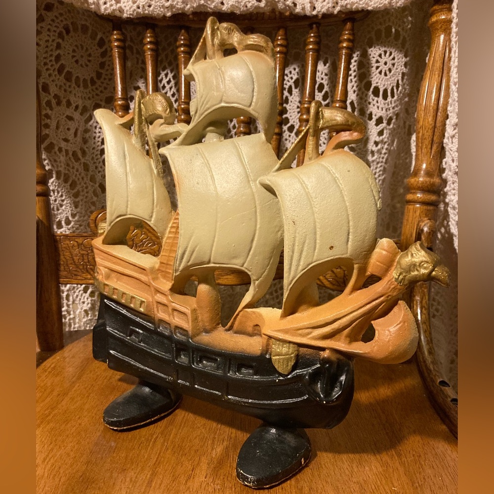 Vintage Heavy Nautical Galleon Pirate Ship Door Stop
